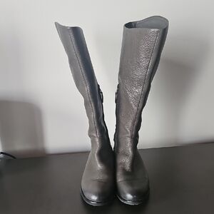 Sam Edleman Women's Gray Leather Boots Knee High Half Zip Sz 9.5